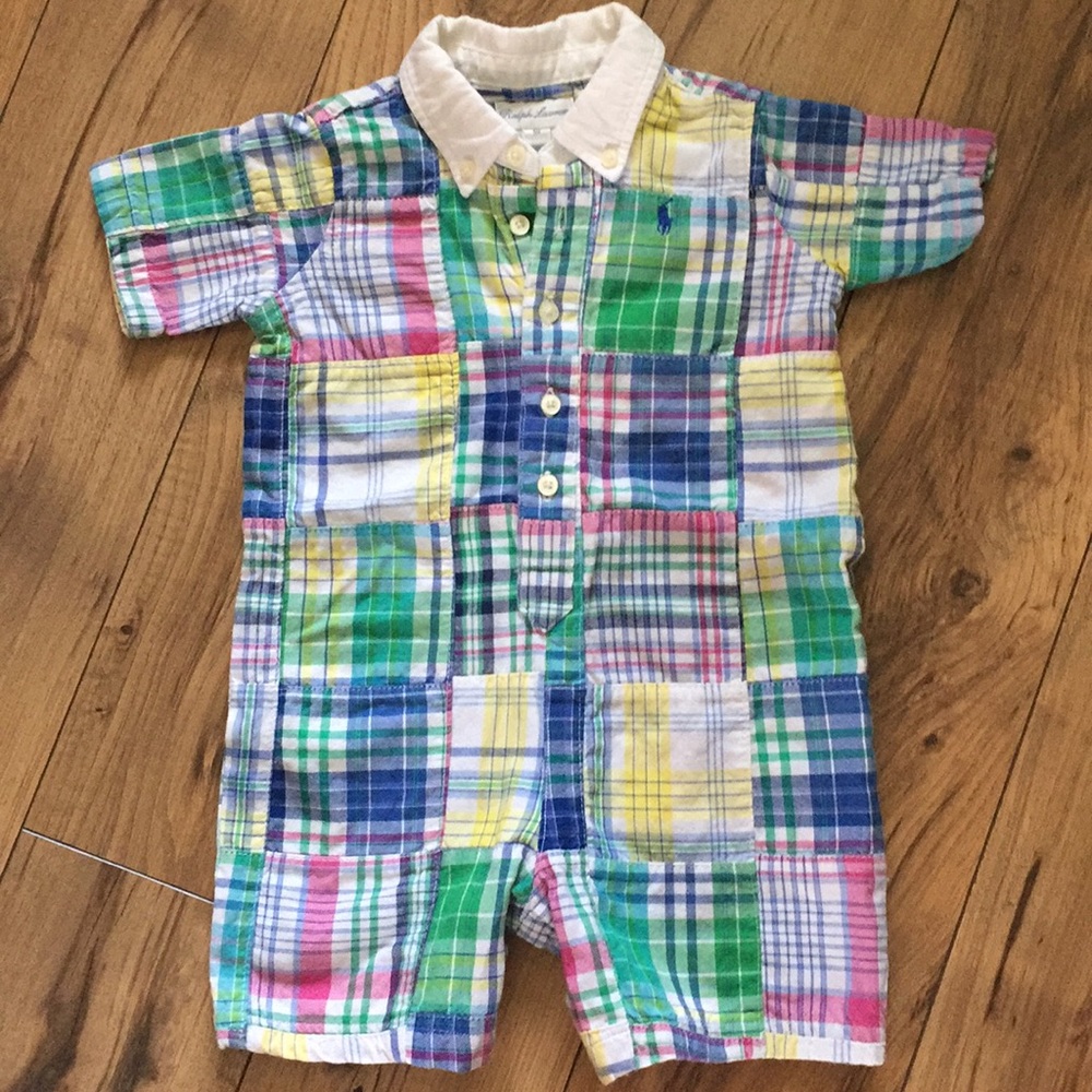 Ralph Lauren Madras Plaid Infant Romper 9M